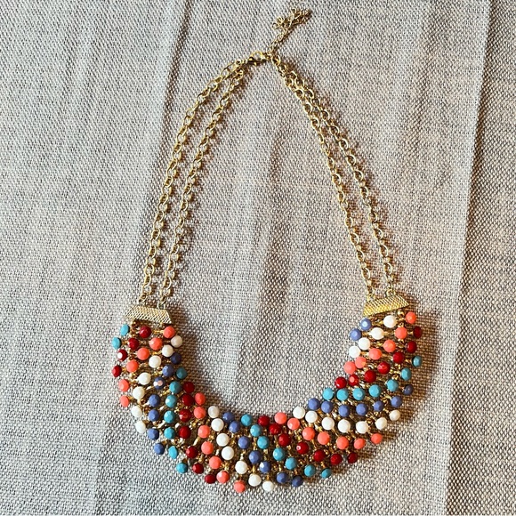 Egyptian Revival Bib Collar Necklace Opaque Multi Colour Stone Pin Cushion - Picture 12 of 15
